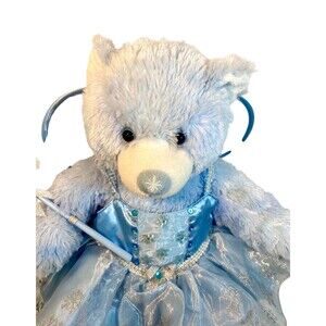 Build a Bear Blue Sparkle Winter Snowflake Bear Fairy Dress Wand Wings